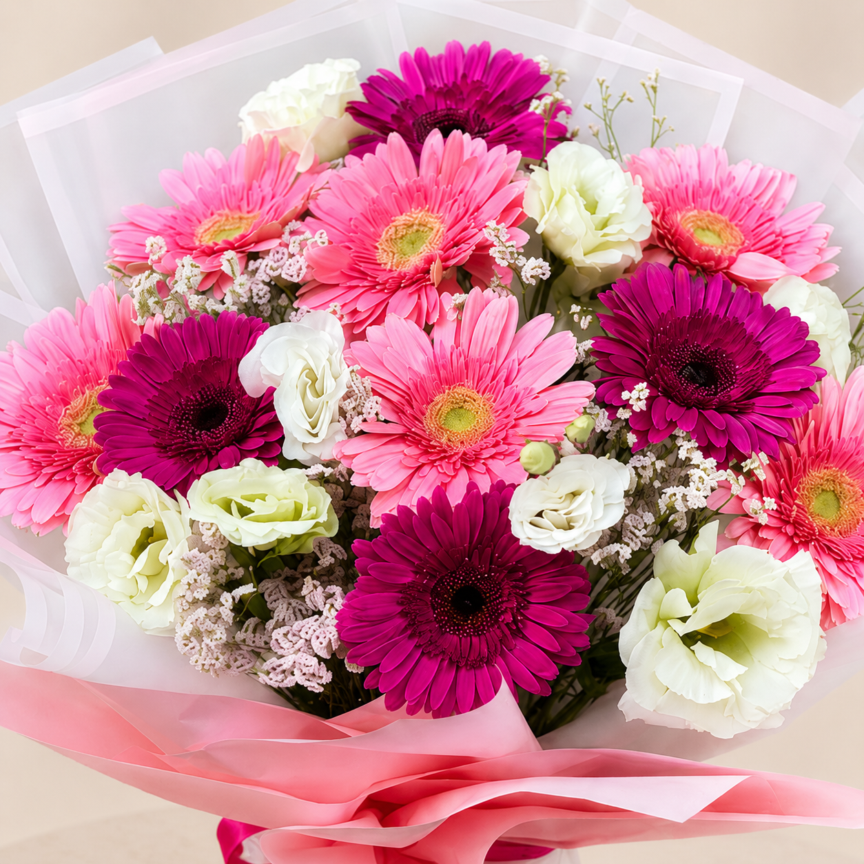 Pink Gerbera & Lisianthus Bouquet - الصورة 2