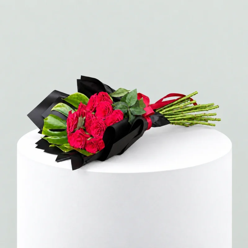 Alternative view of Crimson Elegance – 12 Red Roses Bouquet