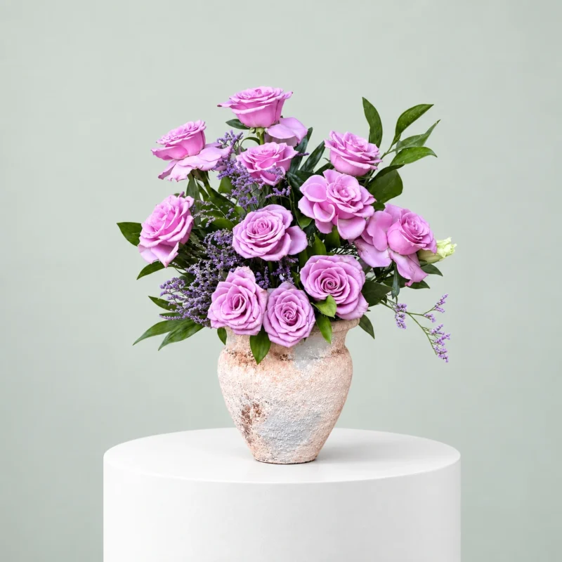 Lavender Grace – Luxury Roses in a Decorative Vase